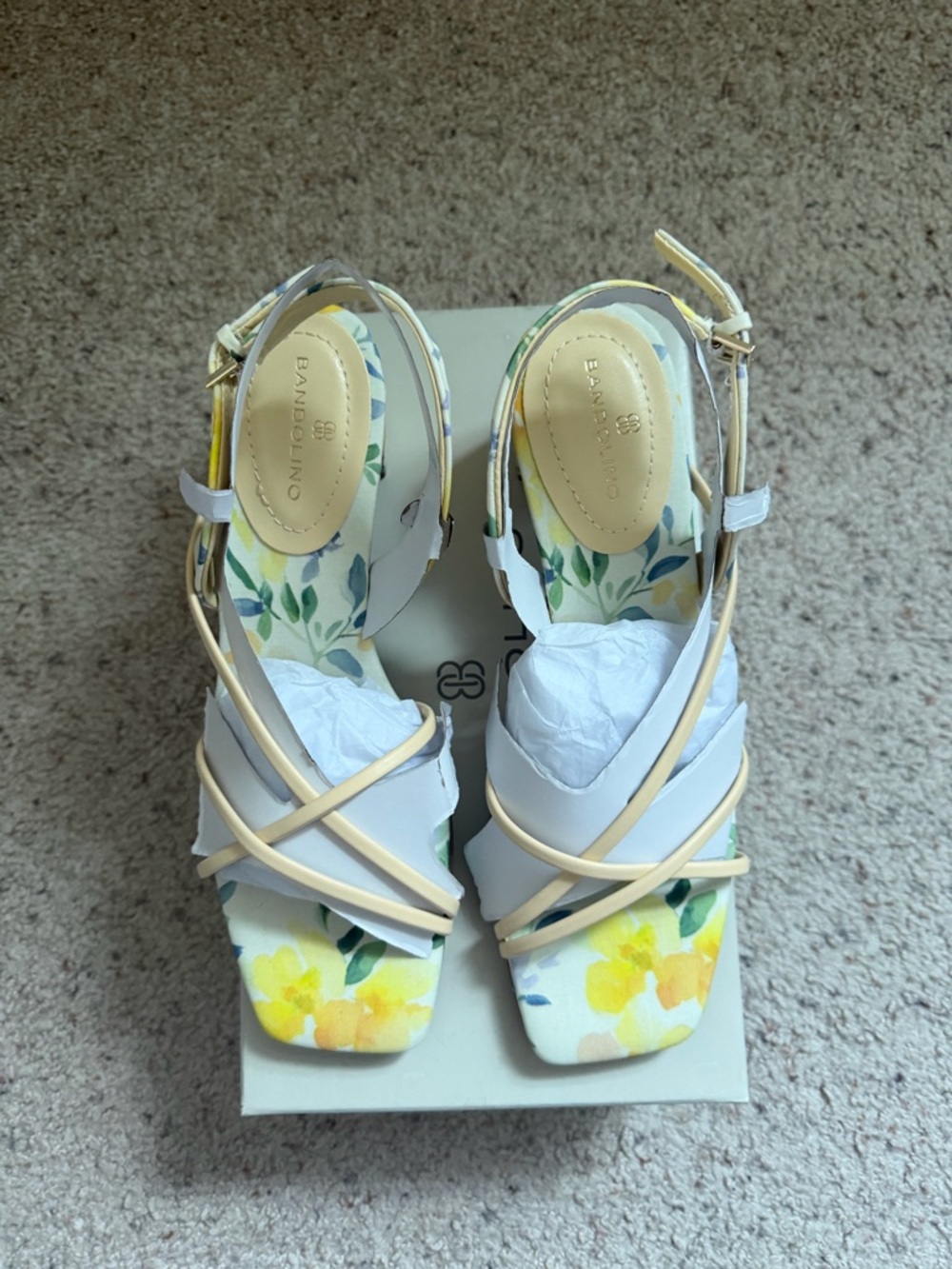 🌼 Bandolino Keltie Floral Block Heel Sandals – Size 8.5 – NEW in Box